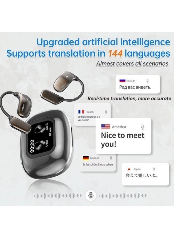 Q16 Pro Open Ear Translation Earbuds - AI Real-Time 144 Language, LCD Touch Screen Wireless Headphones for Business - Image 3